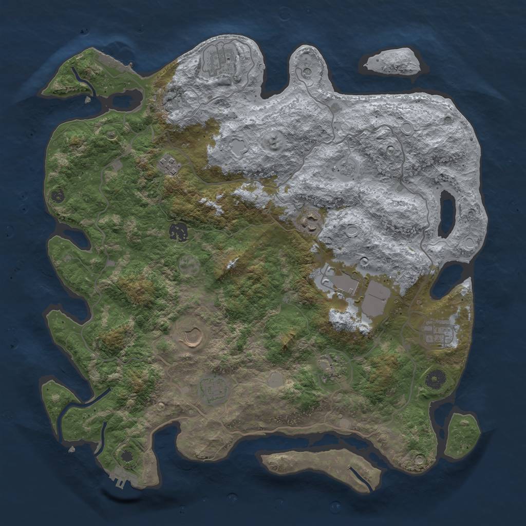 Rust Map: Procedural Map, Size: 4000, Seed: 11141, 18 Monuments