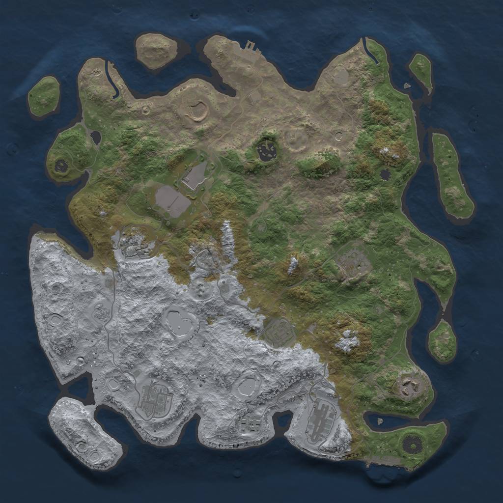 Rust Map: Procedural Map, Size: 3850, Seed: 1265385353, 19 Monuments