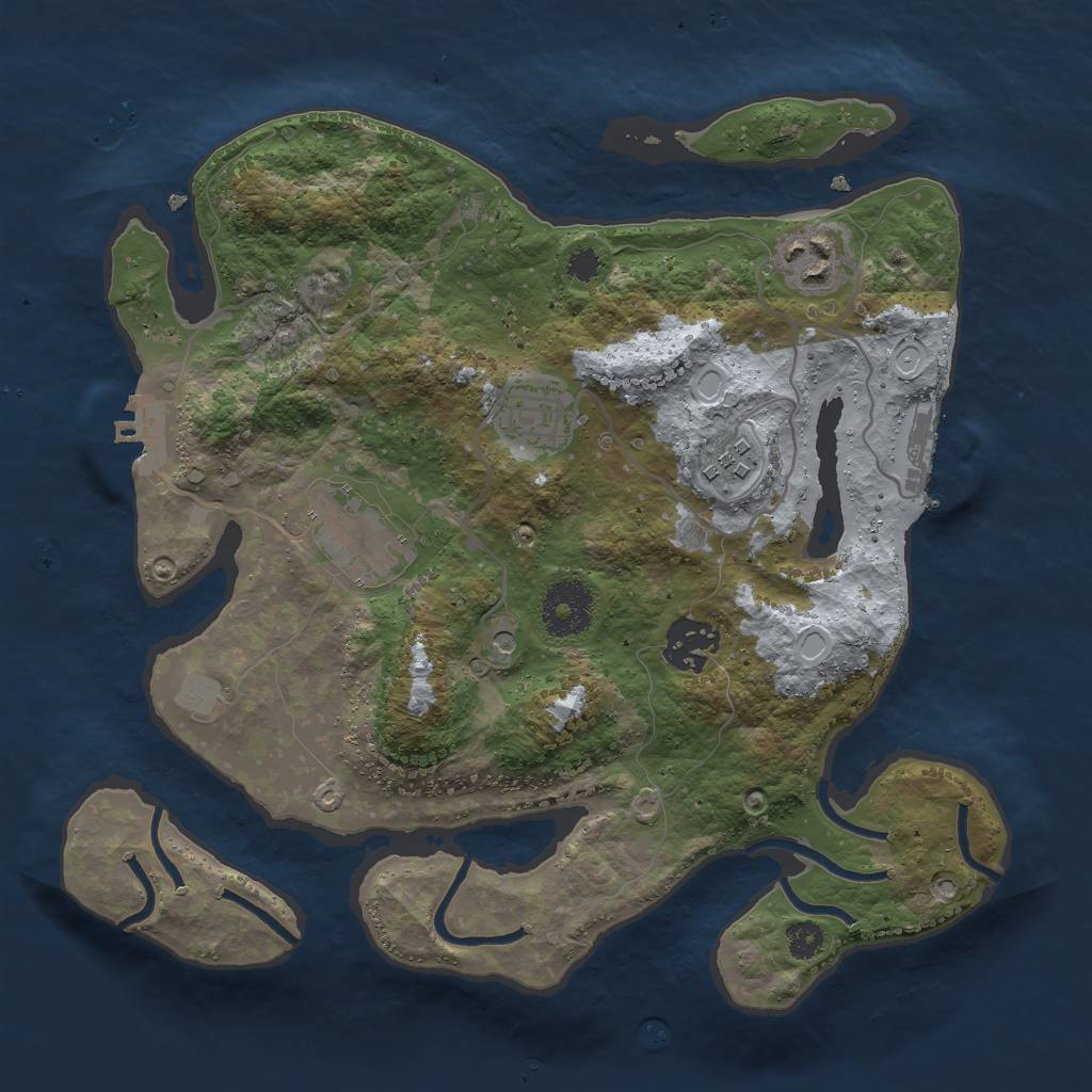 Rust Map: Procedural Map, Size: 3000, Seed: 1947069542, 13 Monuments