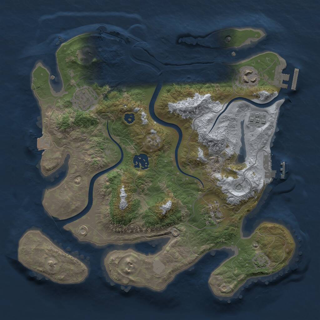 Rust Map: Procedural Map, Size: 3000, Seed: 1947069542, 10 Monuments