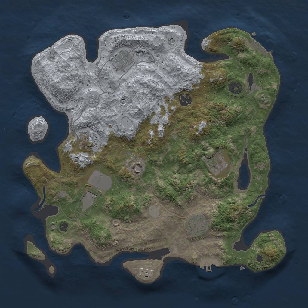 Rust Map: Procedural Map, Size: 3500, Seed: 4082022, 17 Monuments
