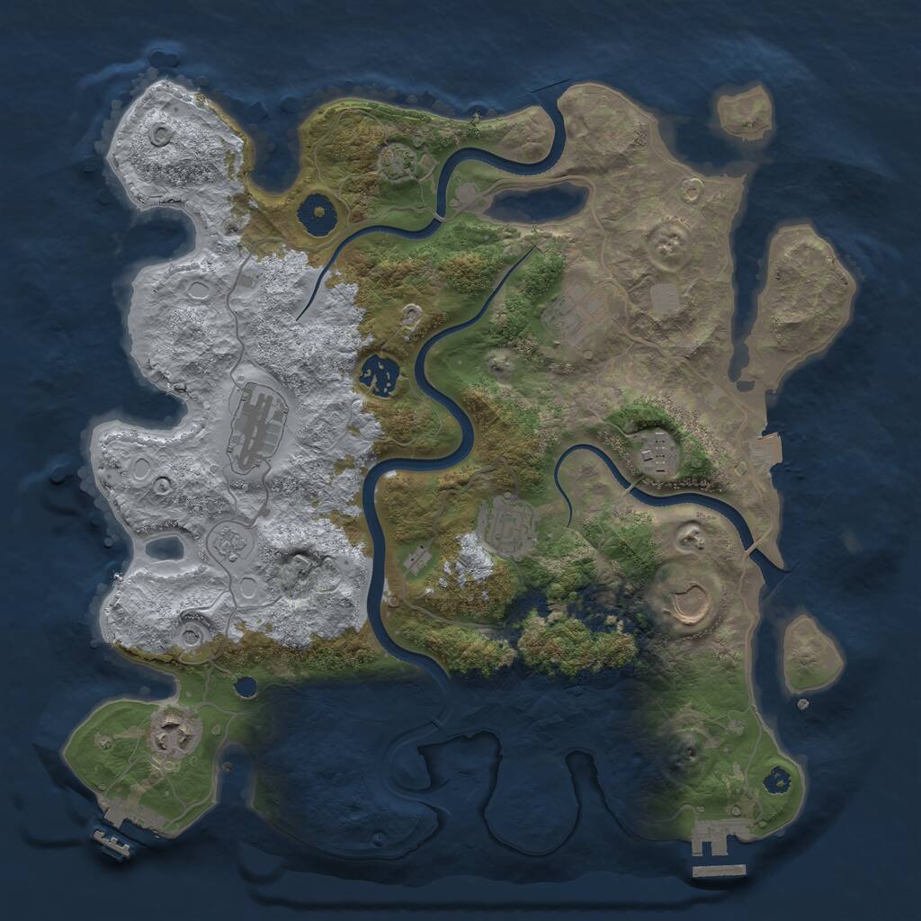 Rust Map: Procedural Map, Size: 3500, Seed: 1140891042, 13 Monuments