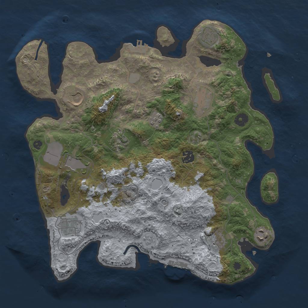 Rust Map: Procedural Map, Size: 3500, Seed: 275638955, 19 Monuments