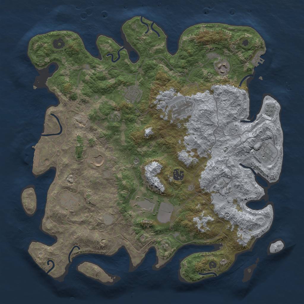 Rust Map: Procedural Map, Size: 4000, Seed: 566918, 19 Monuments
