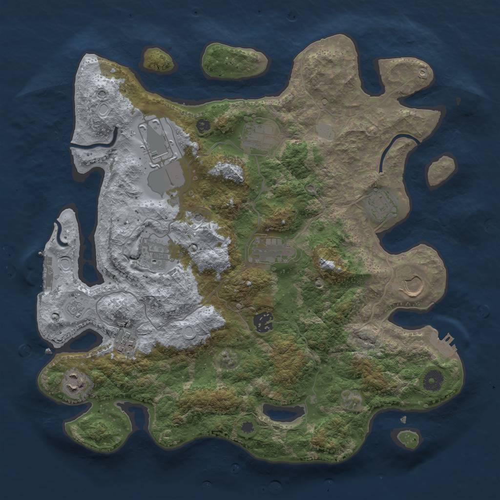 Rust Map: Procedural Map, Size: 3610, Seed: 1309871358, 18 Monuments