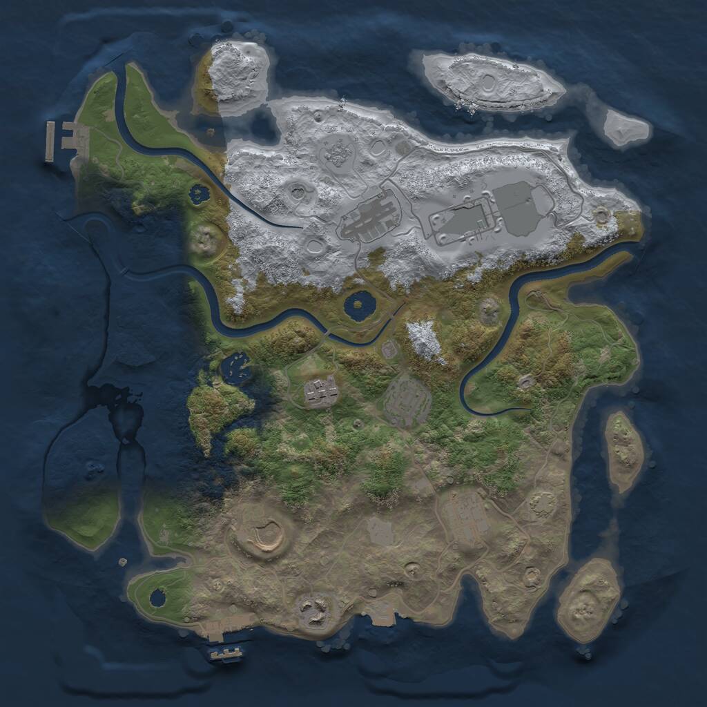 Rust Map: Procedural Map, Size: 3500, Seed: 1673019966, 14 Monuments