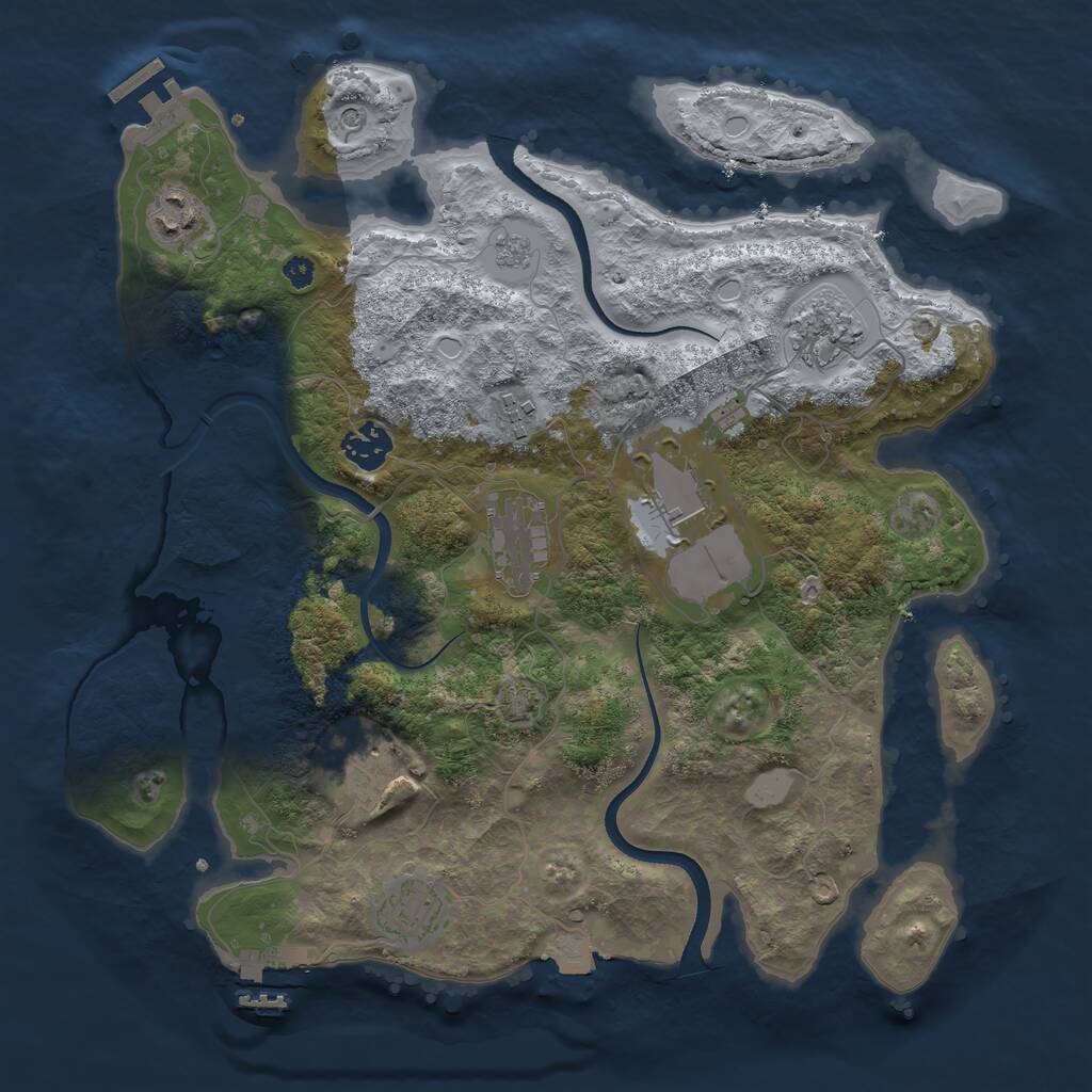 Rust Map: Procedural Map, Size: 3500, Seed: 1673019966, 14 Monuments