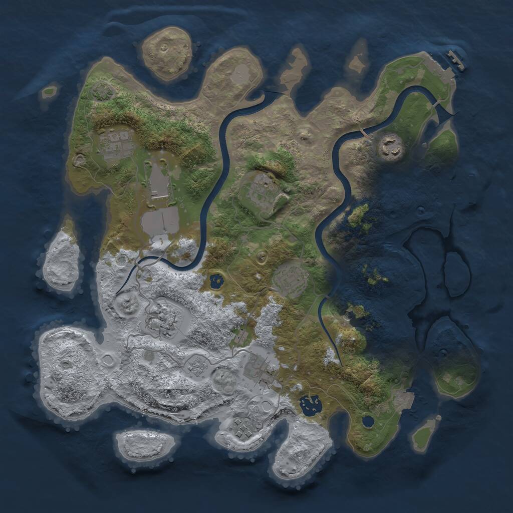 Rust Map: Procedural Map, Size: 3500, Seed: 176543, 15 Monuments