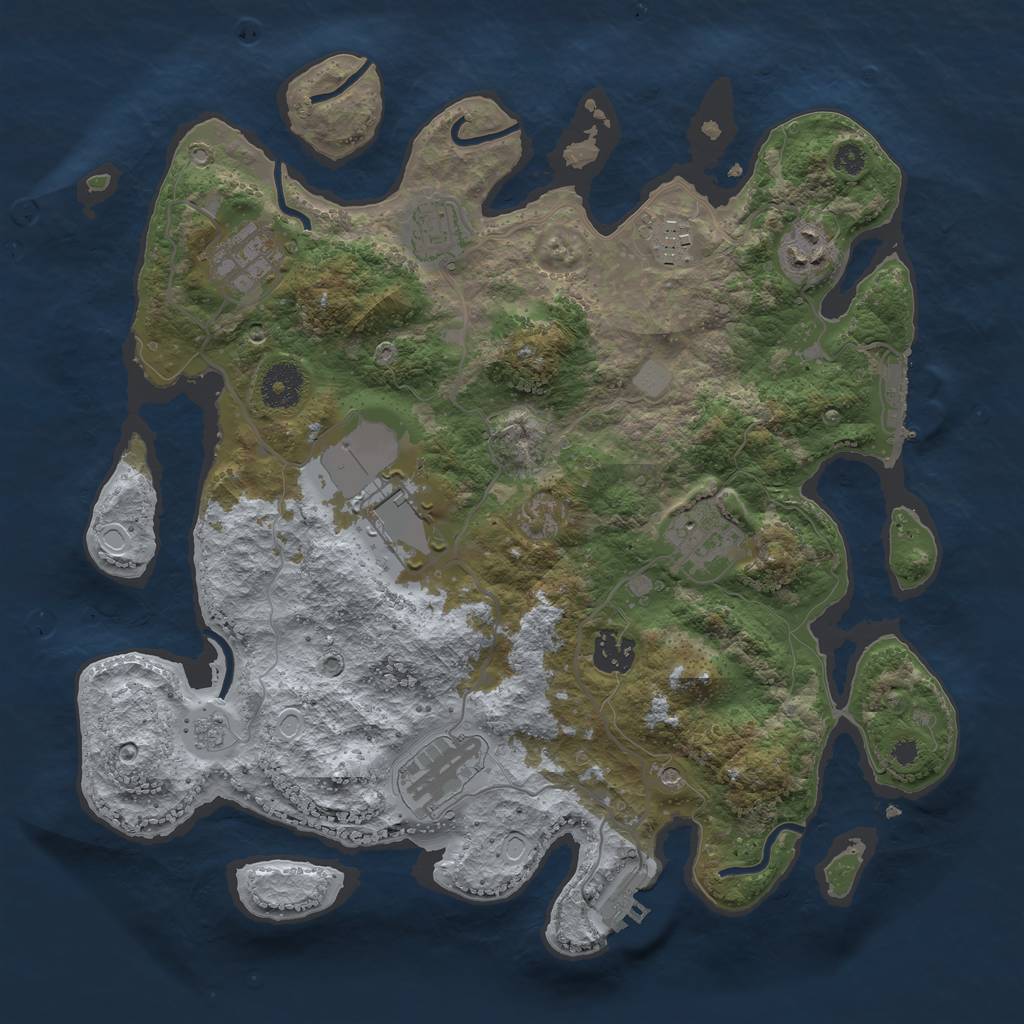 Rust Map: Procedural Map, Size: 3500, Seed: 176543, 17 Monuments