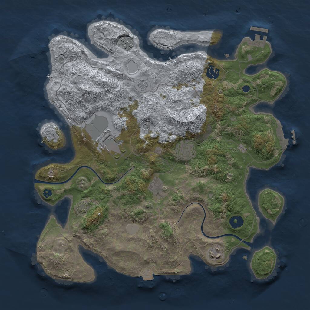 Rust Map: Procedural Map, Size: 3500, Seed: 193517703, 12 Monuments