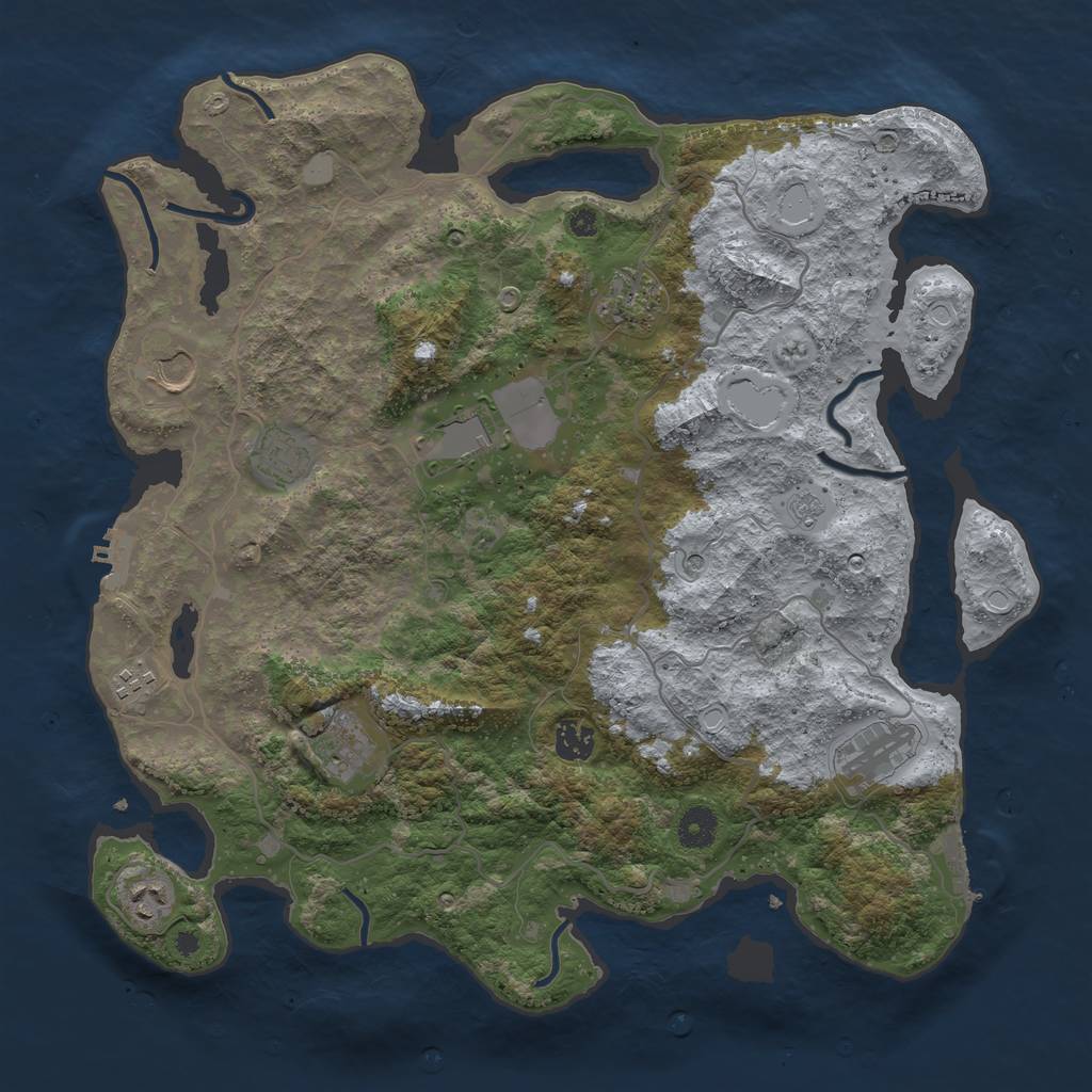 Rust Map: Procedural Map, Size: 4000, Seed: 418066, 18 Monuments