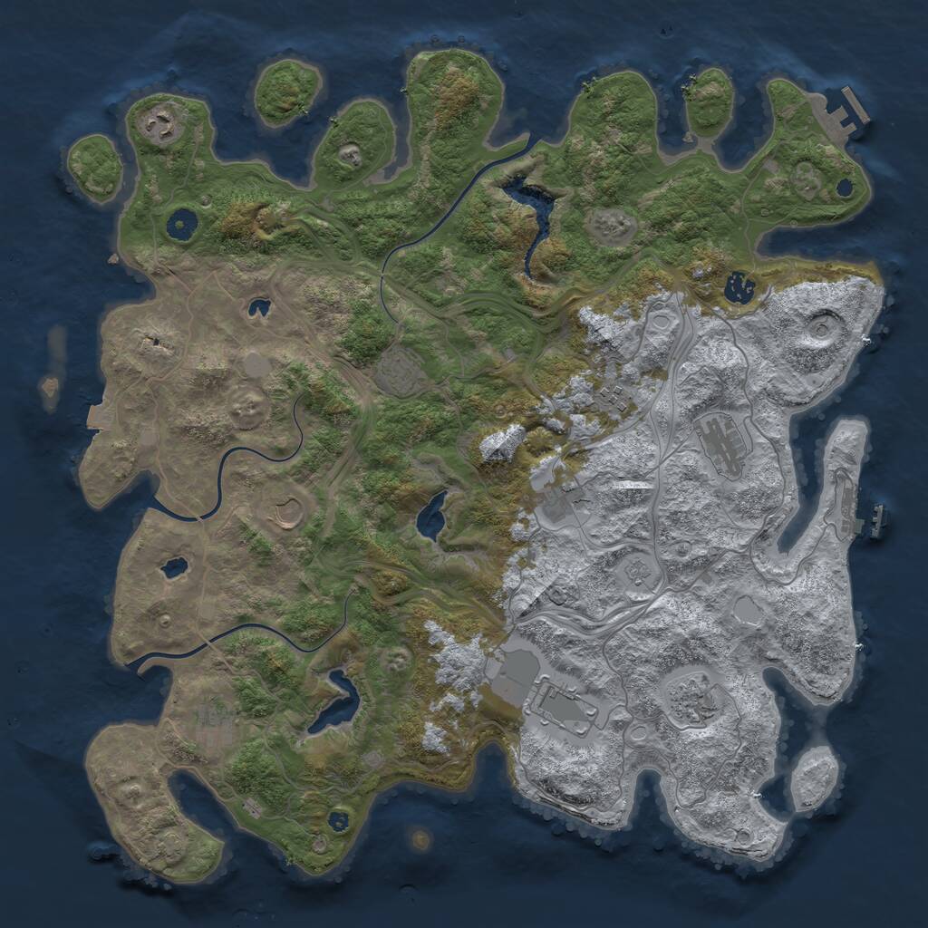 Rust Map: Procedural Map, Size: 4500, Seed: 2222222, 16 Monuments