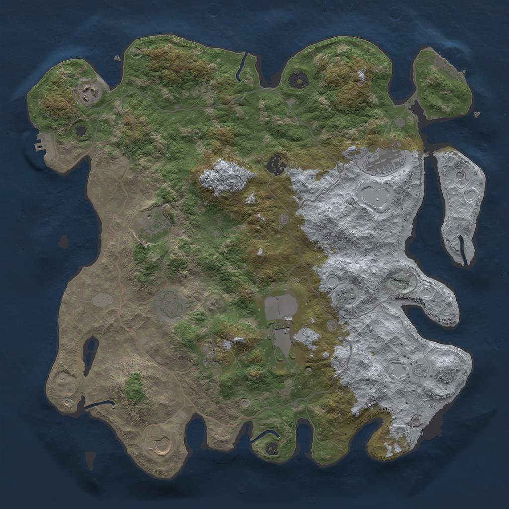 Rust Map: Procedural Map, Size: 4000, Seed: 287338, 18 Monuments