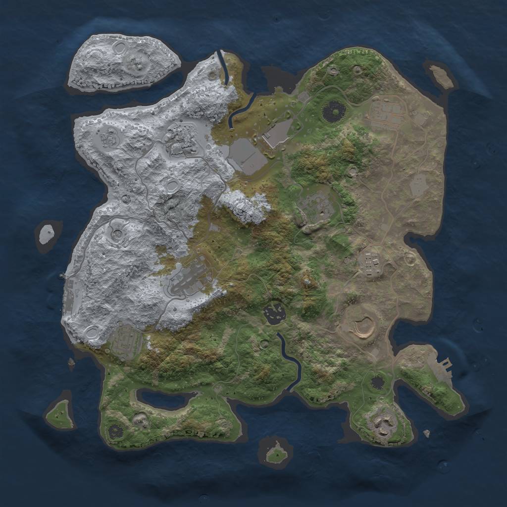Rust Map: Procedural Map, Size: 3500, Seed: 245724, 19 Monuments