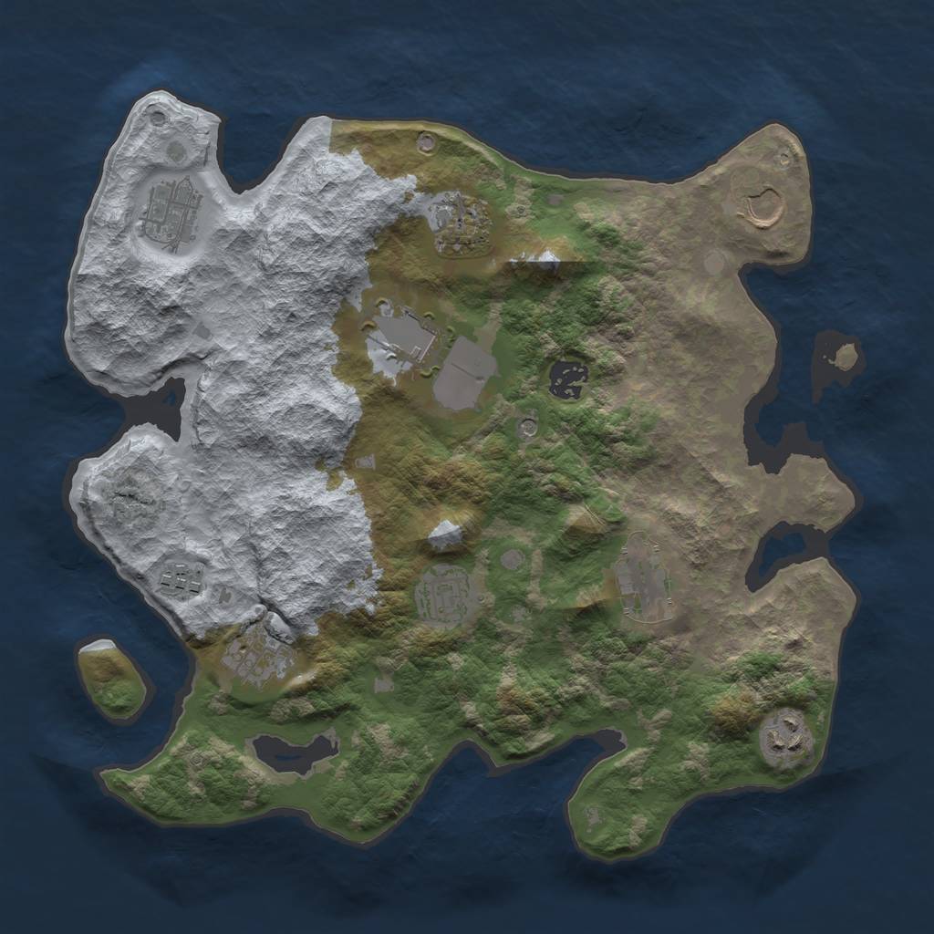 Rust Map: Barren, Size: 3500, Seed: 801108517, 13 Monuments
