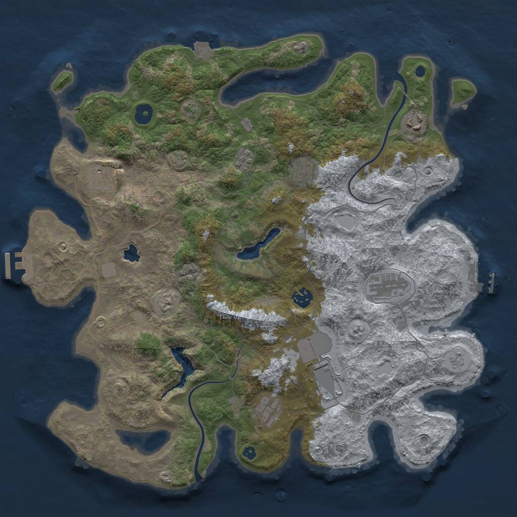 Rust Map: Procedural Map, Size: 4000, Seed: 116229742, 14 Monuments