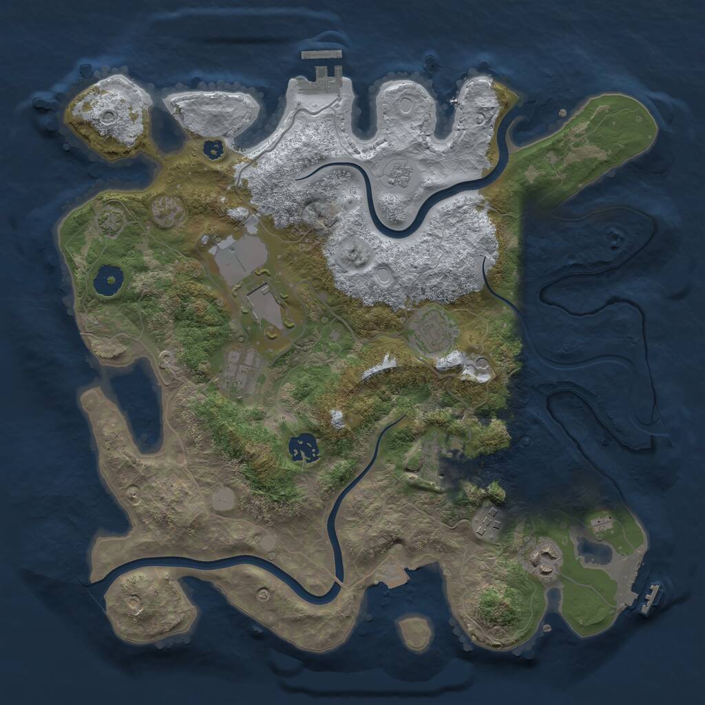 Rust Map: Procedural Map, Size: 3500, Seed: 1932132802, 13 Monuments