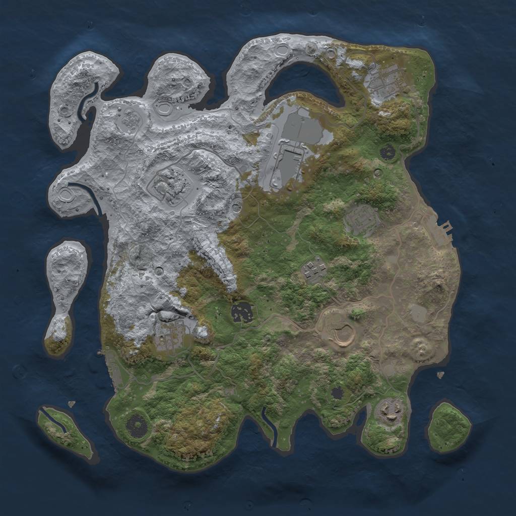 Rust Map: Procedural Map, Size: 3500, Seed: 831474281, 18 Monuments