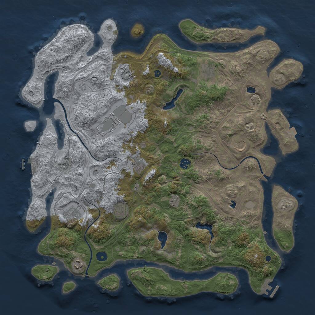 Rust Map: Procedural Map, Size: 4500, Seed: 1662358380, 16 Monuments