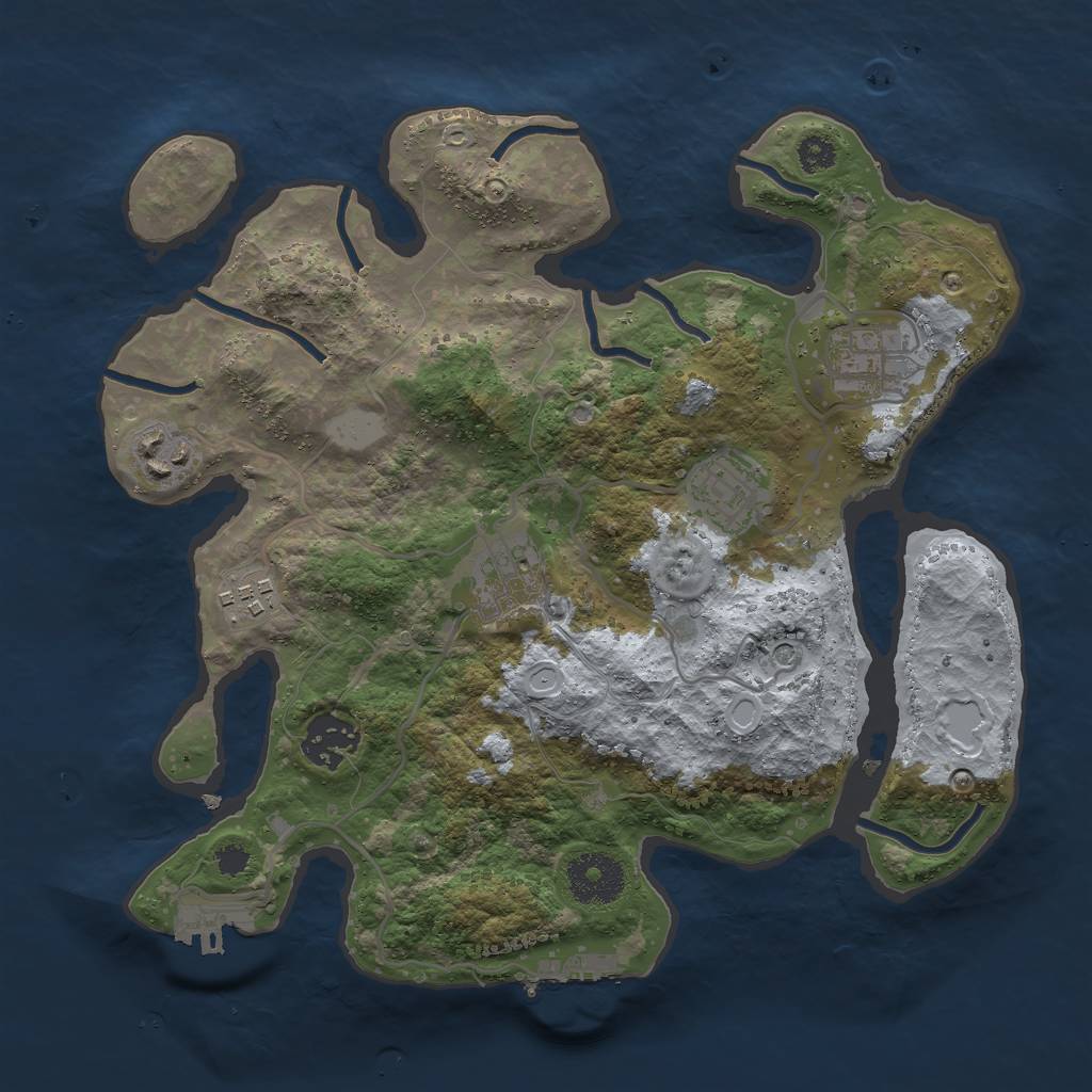 Rust Map: Procedural Map, Size: 3000, Seed: 1440474942, 14 Monuments