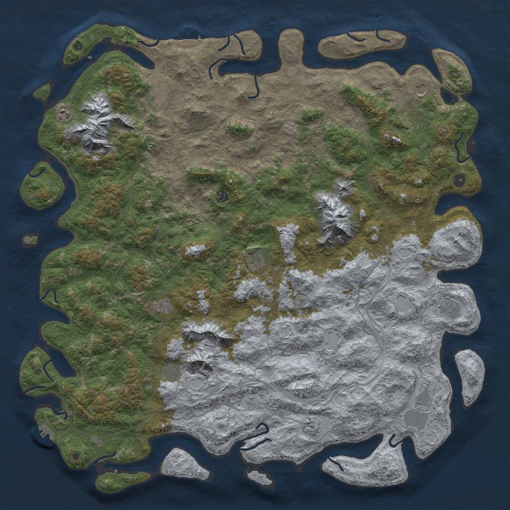 Rust Map: Procedural Map, Size: 6000, Seed: 2138482250, 20 Monuments