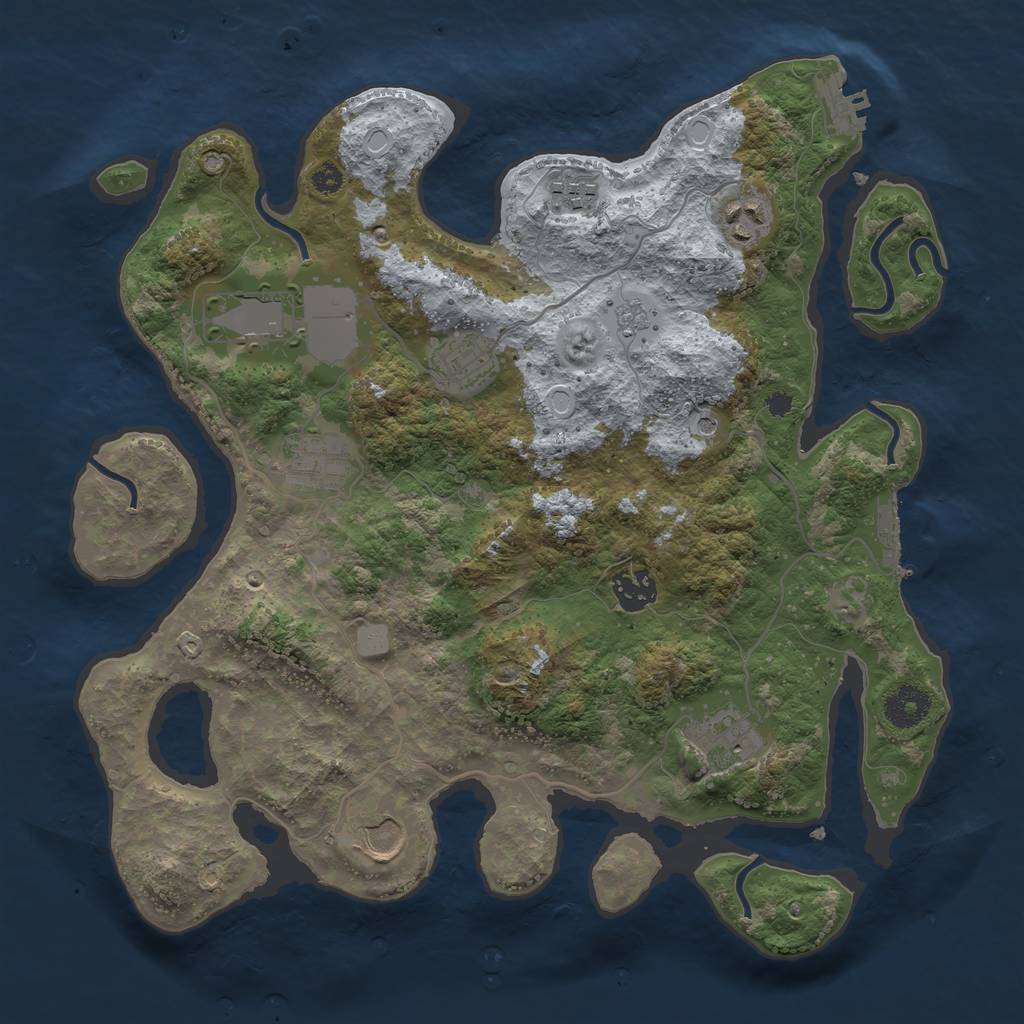 Rust Map: Procedural Map, Size: 3500, Seed: 1565462783, 17 Monuments