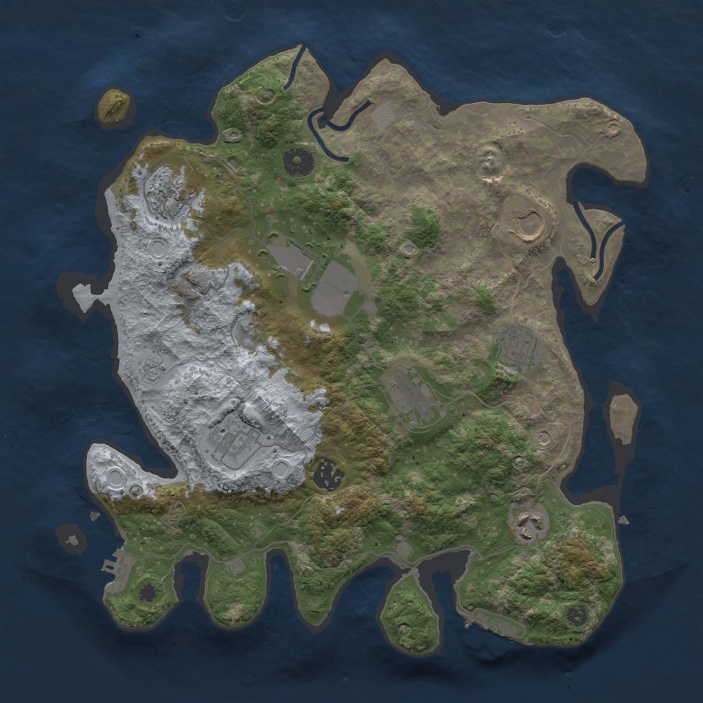 Rust Map: Procedural Map, Size: 3500, Seed: 27477, 15 Monuments