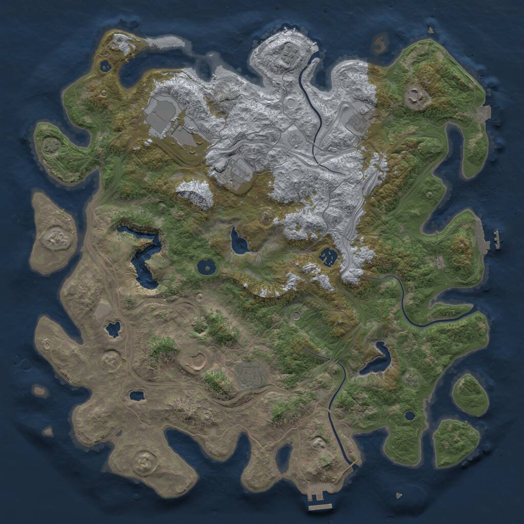 Rust Map: Procedural Map, Size: 4500, Seed: 377869532, 14 Monuments