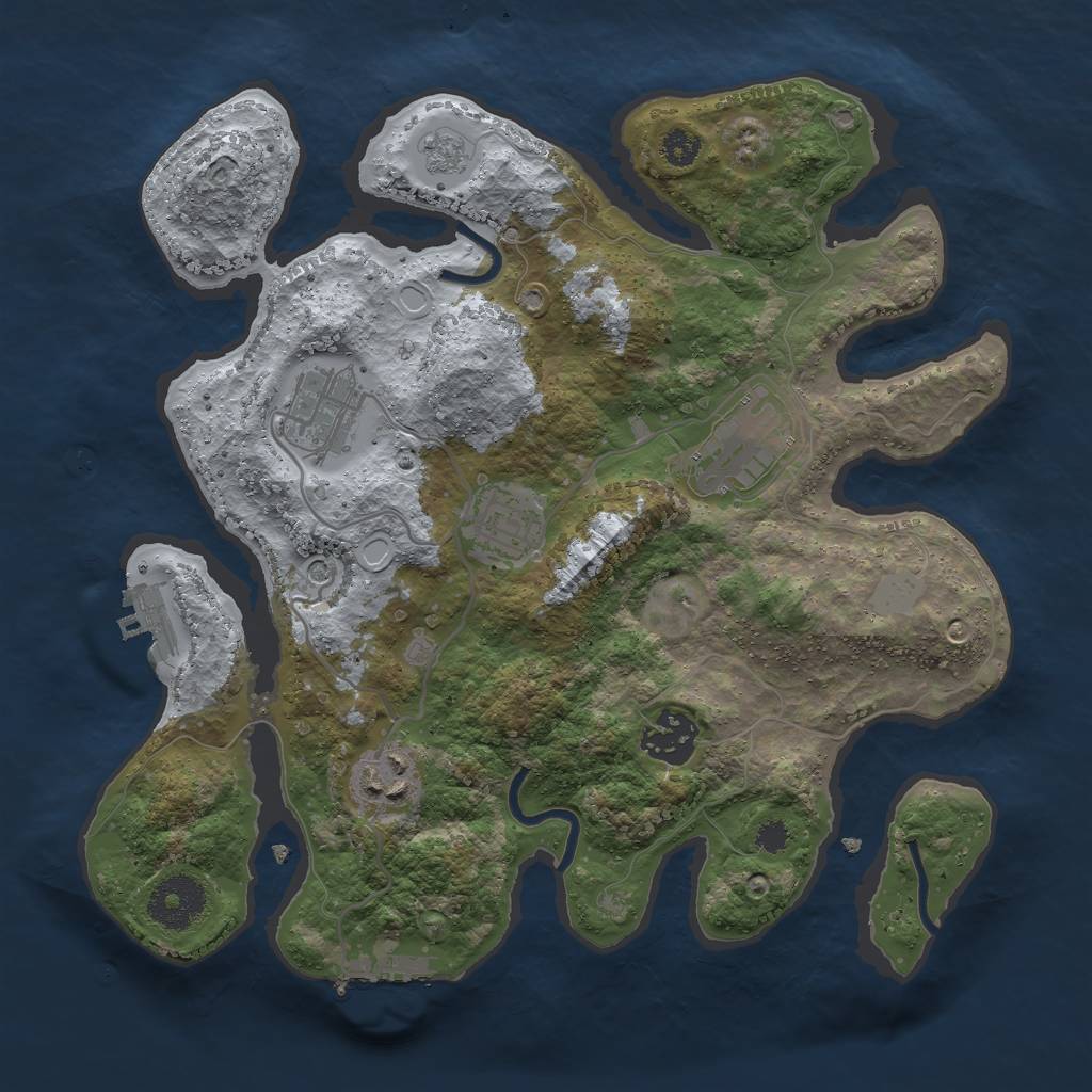 Rust Map: Procedural Map, Size: 3000, Seed: 2112485440, 14 Monuments