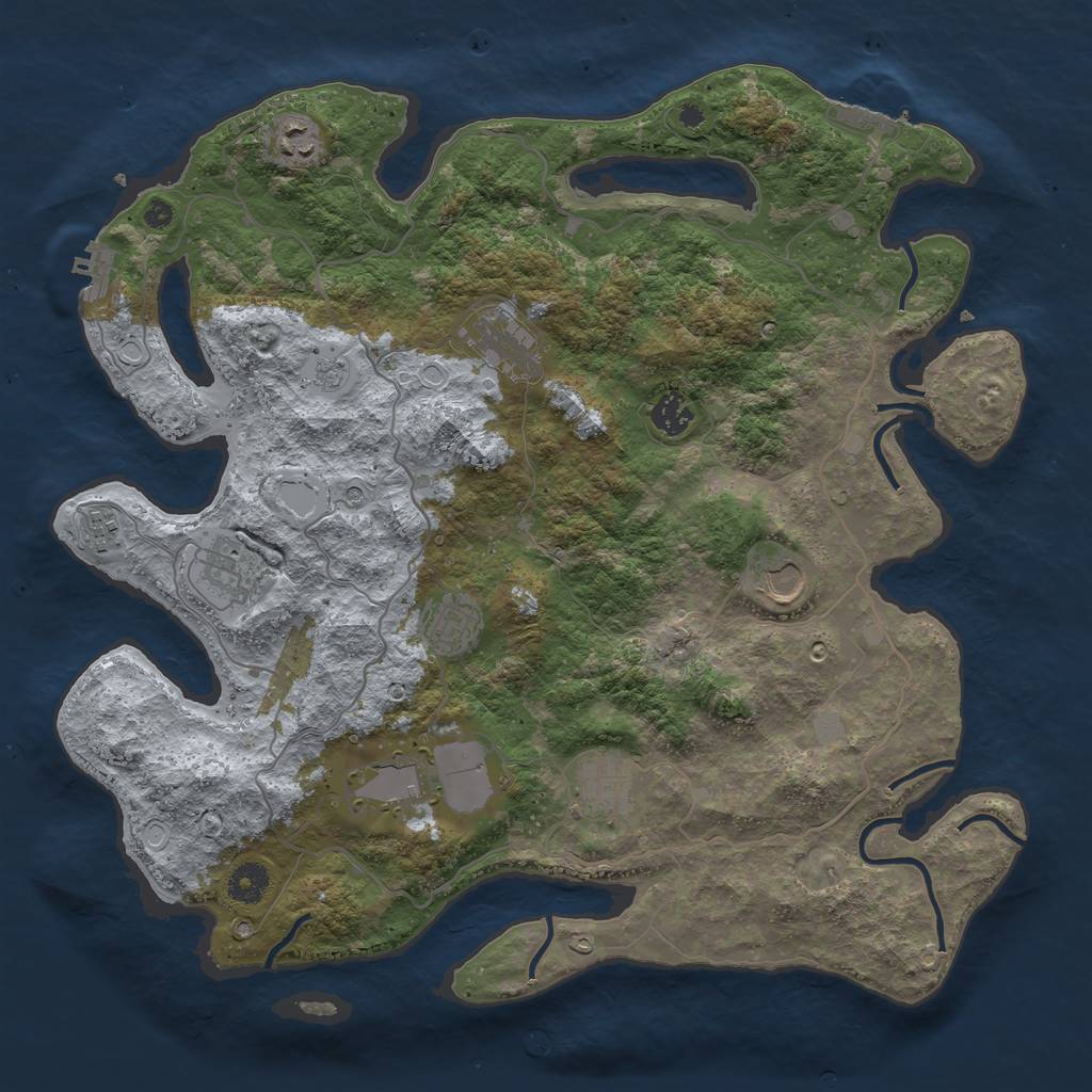 Rust Map: Procedural Map, Size: 4000, Seed: 1945305569, 18 Monuments