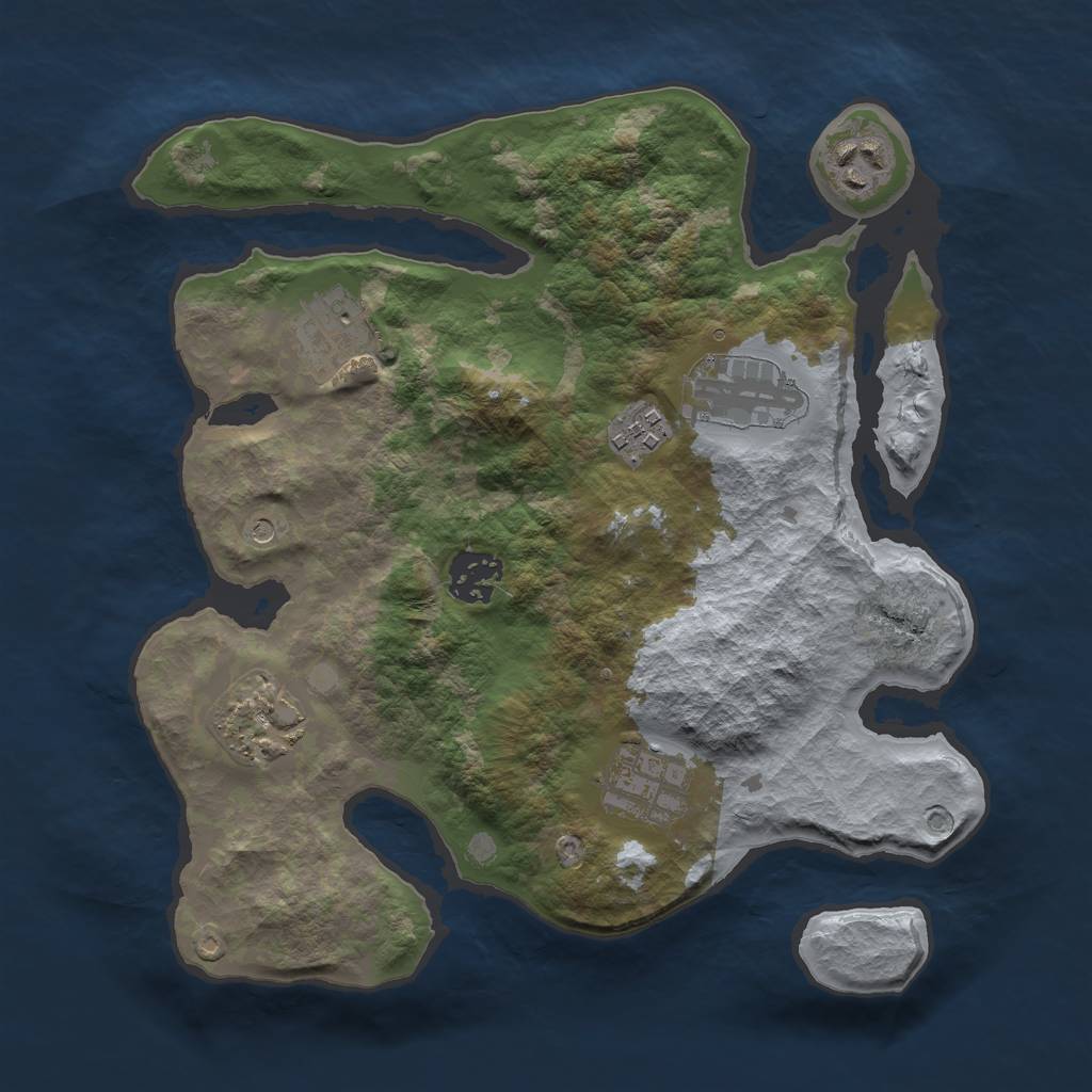 Rust Map: Barren, Size: 3000, Seed: 26822, 10 Monuments