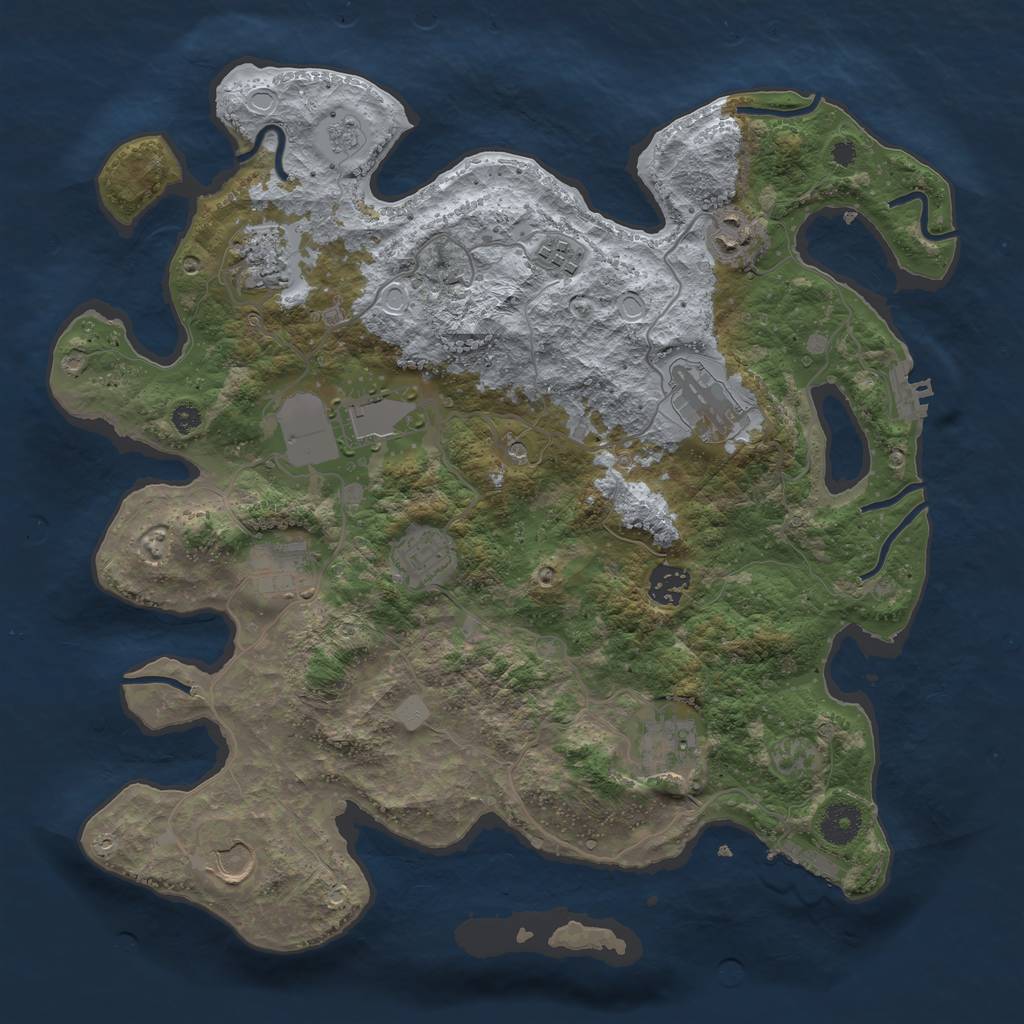 Rust Map: Procedural Map, Size: 3700, Seed: 1838933715, 19 Monuments