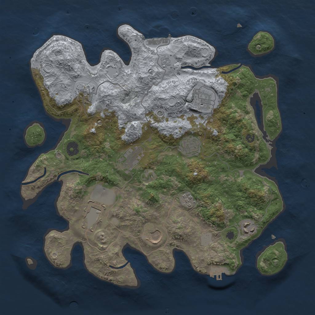 Rust Map: Procedural Map, Size: 3500, Seed: 558234351, 17 Monuments