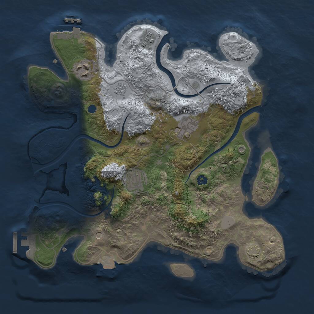Rust Map: Procedural Map, Size: 3000, Seed: 2079537937, 10 Monuments