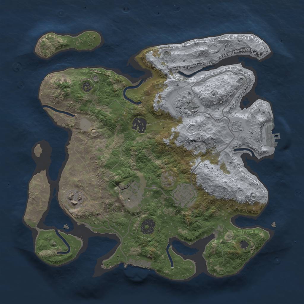 Rust Map: Procedural Map, Size: 3000, Seed: 542677, 14 Monuments