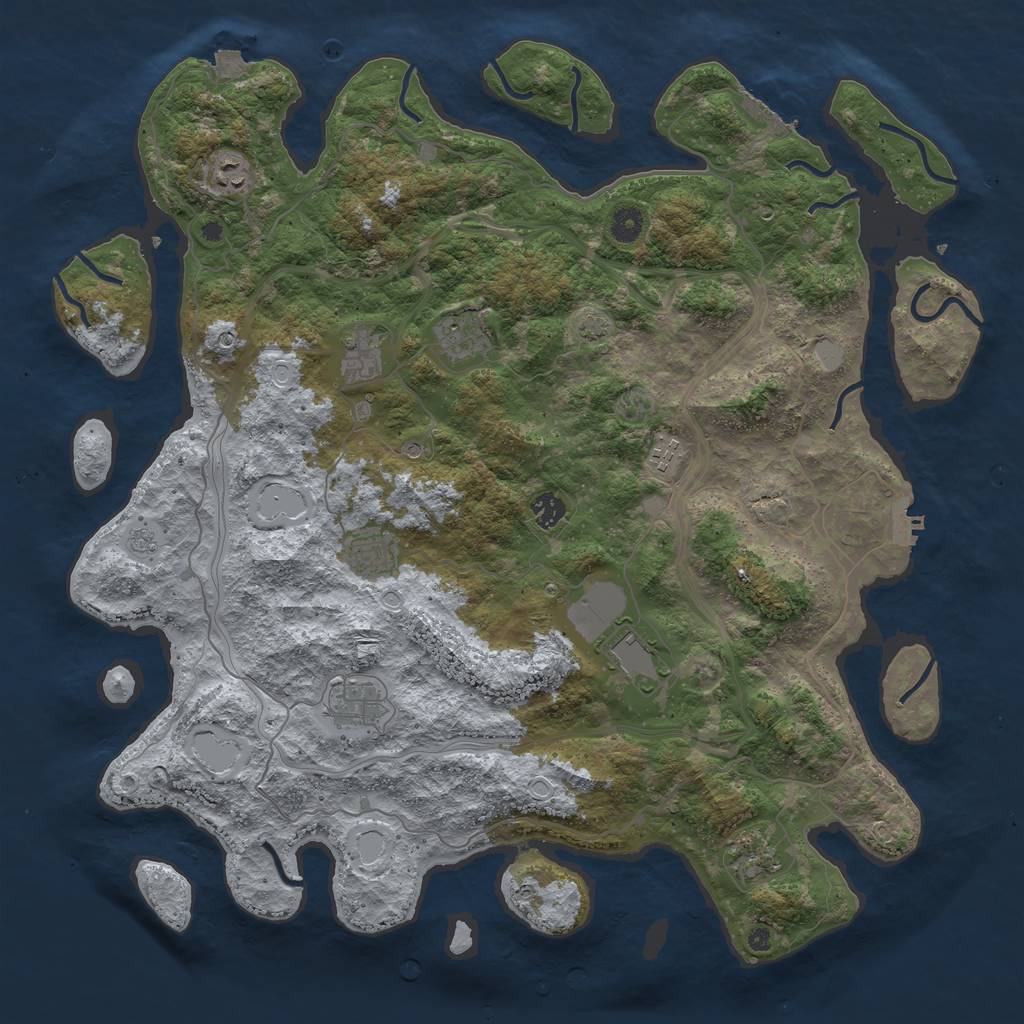 Rust Map: Procedural Map, Size: 4500, Seed: 1470451485, 17 Monuments