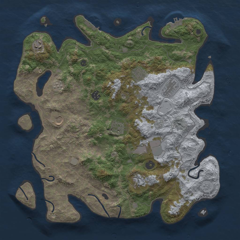 Rust Map: Procedural Map, Size: 4000, Seed: 71248867, 16 Monuments