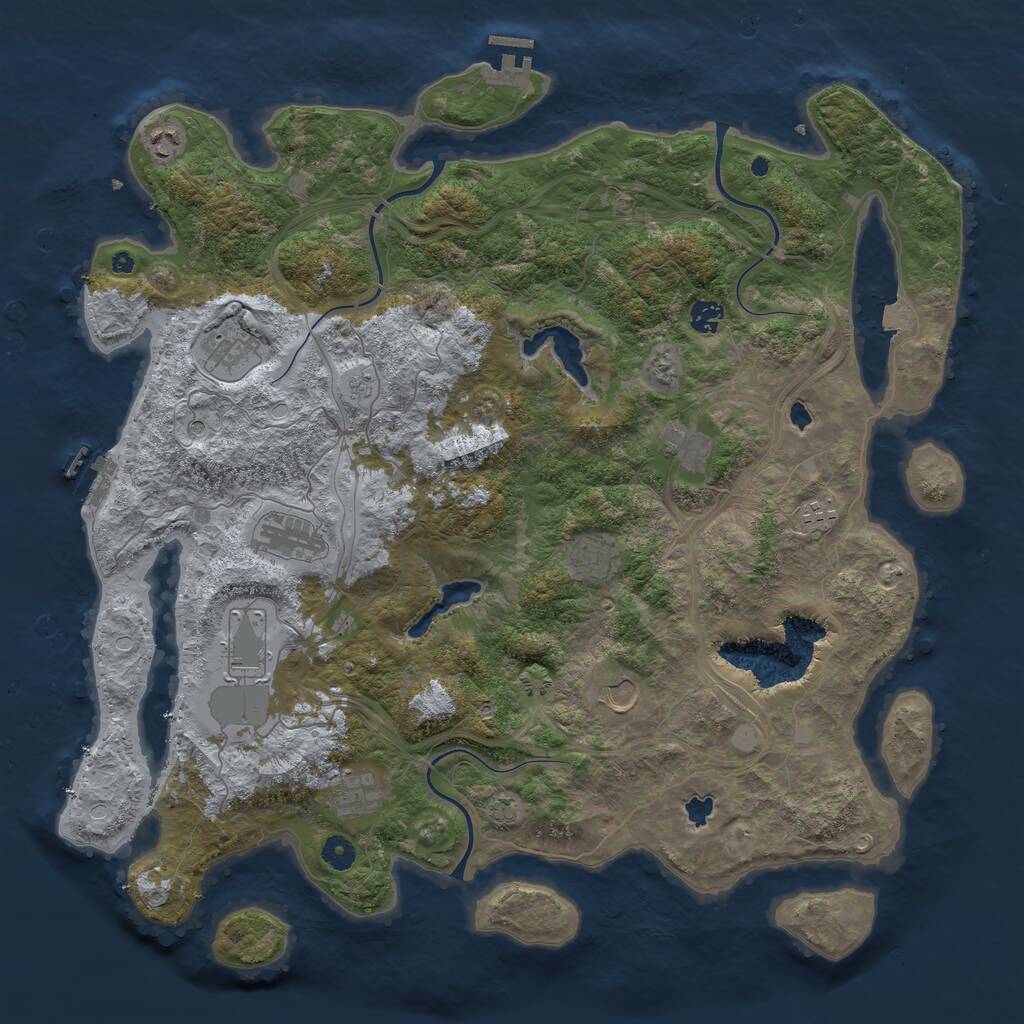 Rust Map: Procedural Map, Size: 4600, Seed: 126126126, 16 Monuments