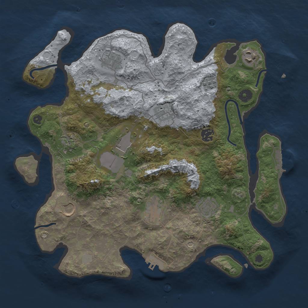 Rust Map: Procedural Map, Size: 3500, Seed: 915844322, 19 Monuments
