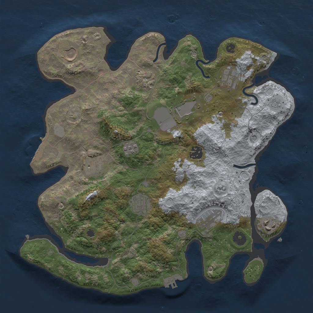 Rust Map: Procedural Map, Size: 3500, Seed: 622711899, 19 Monuments