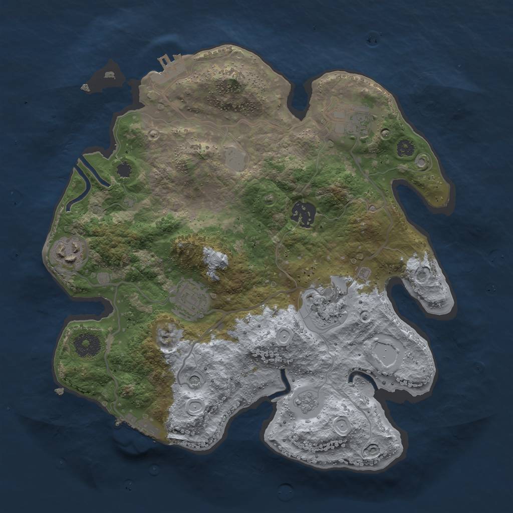 Rust Map: Procedural Map, Size: 3000, Seed: 16681393, 14 Monuments