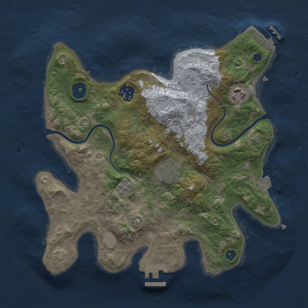 Rust Map: Procedural Map, Size: 3000, Seed: 966597615, 10 Monuments