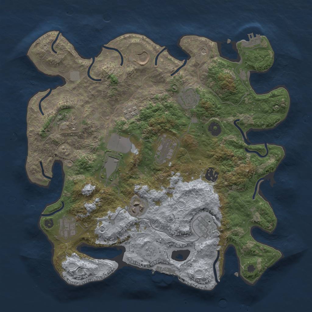 Rust Map: Procedural Map, Size: 3500, Seed: 2095477866, 19 Monuments