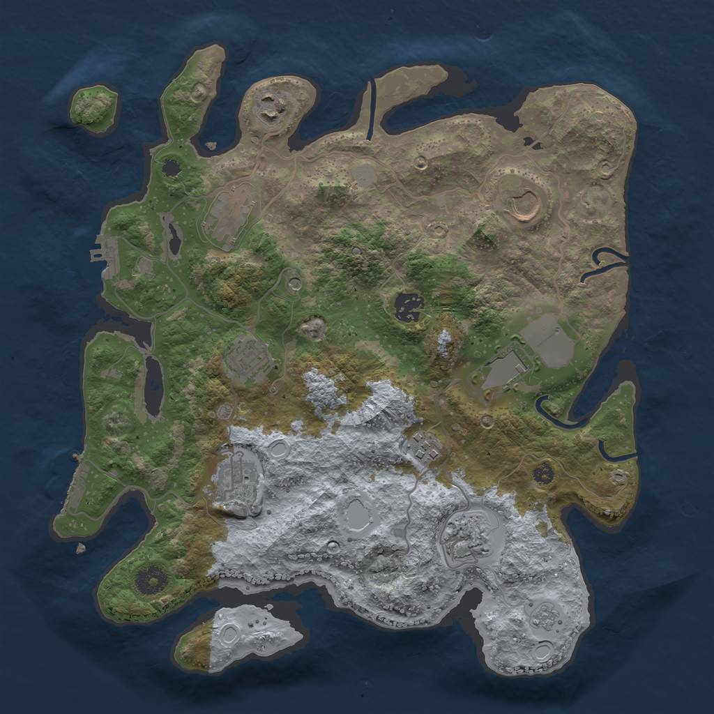 Rust Map: Procedural Map, Size: 3500, Seed: 64355, 18 Monuments