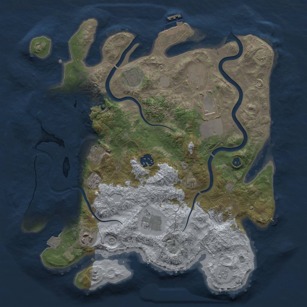 Rust Map: Procedural Map, Size: 3500, Seed: 64355, 15 Monuments
