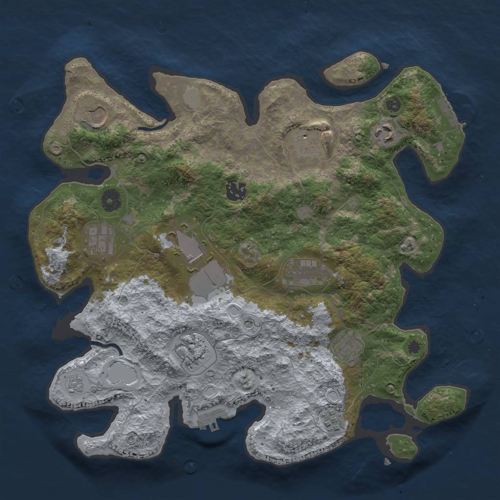 Rust Map: Procedural Map, Size: 3500, Seed: 29121993, 19 Monuments