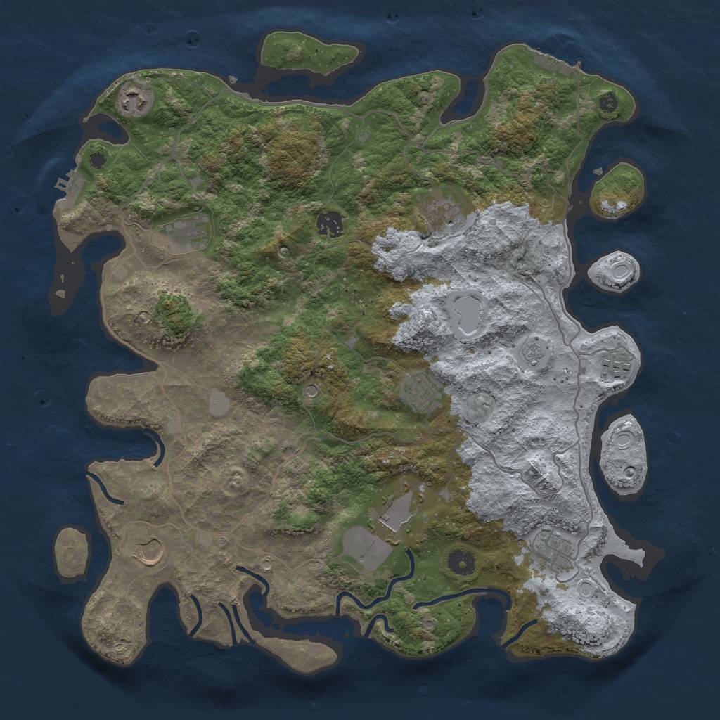 Rust Map: Procedural Map, Size: 4000, Seed: 659636, 18 Monuments
