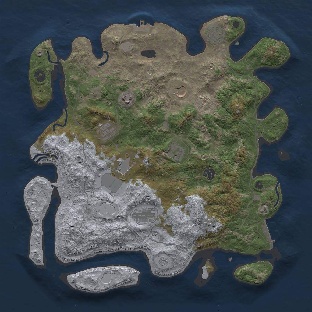 Rust Map: Procedural Map, Size: 4000, Seed: 913722, 18 Monuments
