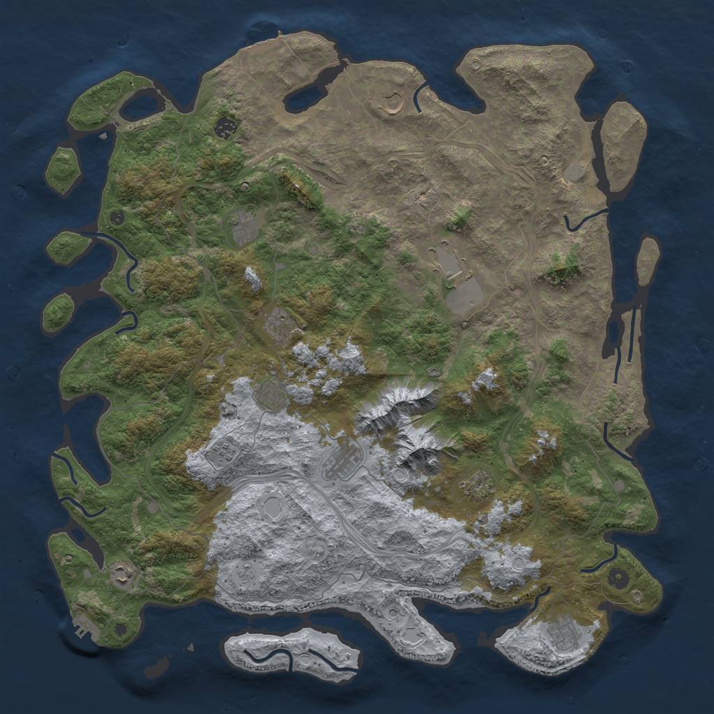 Rust Map: Procedural Map, Size: 5000, Seed: 32257, 18 Monuments