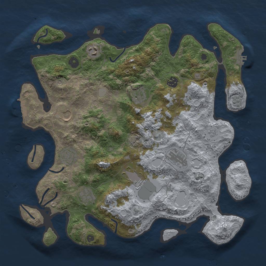 Rust Map: Procedural Map, Size: 3750, Seed: 983095630, 18 Monuments